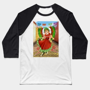 Christmas Quetzalcoatl Dress Tecnica Mask Background Baseball T-Shirt